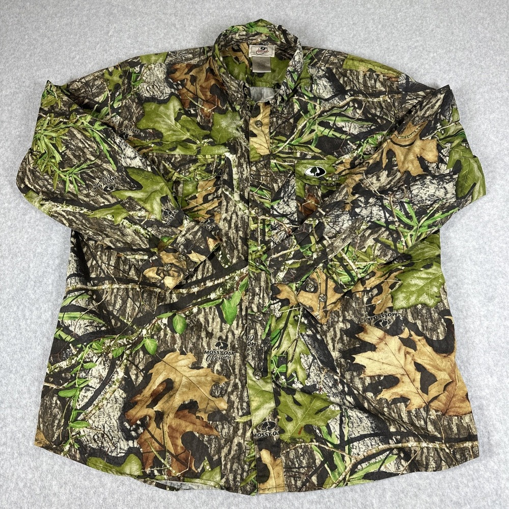 Mossy Oak Vintage Stealth Weave Long Sleeve Shirt Men's Sz XL Obsession Camo
